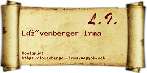 Lövenberger Irma névjegykártya